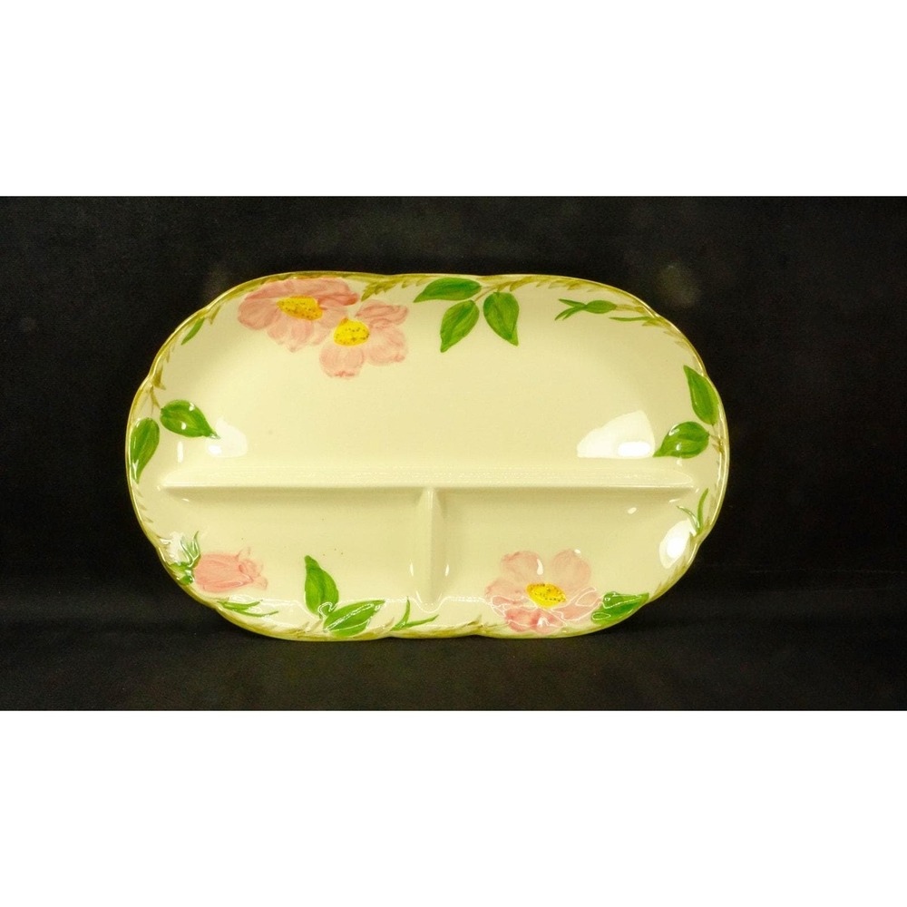 Franciscan Desert Rose Divided Relish Dish / Tray 3 Sections USA 12" Vtg 1966‎